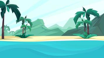 Ocean coast with palms and mountain. vector