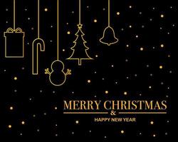 Christmas background with golden christmas ornaments vector
