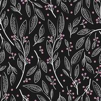Seamless pattern design with hand drawn flowers and floral elements vector