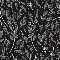 Seamless pattern design with hand drawn flowers and floral elements vector