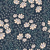 Seamless pattern design with hand drawn flowers and floral elements vector