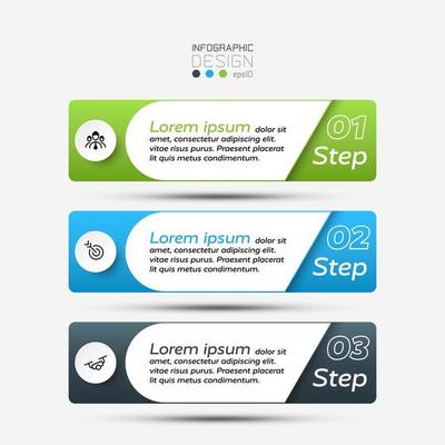 3 step infographic tab set