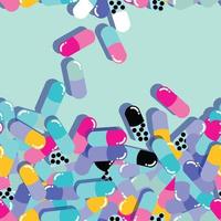 Pills and capsules pop seamless pattern vector