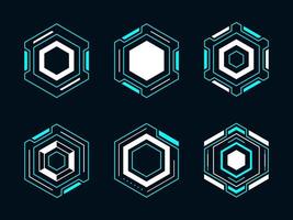 Hexagon futuristic frame hud set vector