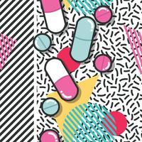 Pills and capsules pop seamless pattern vector