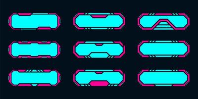 Neon futuristic frame hud design set vector