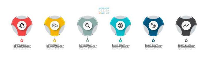 Circular 6 step icon infographic set vector