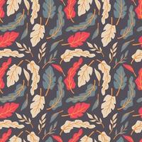 Seamless pattern design with hand drawn flowers and floral elements vector