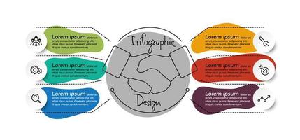 6 step infographic design vector