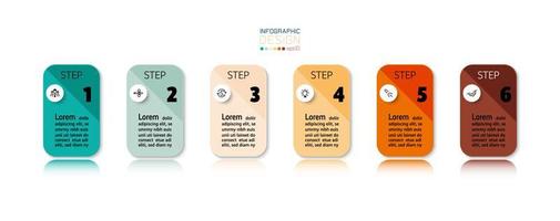 6 steps colorful infographic steps set vector