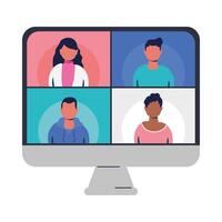 people on websites in chat at computer design vector