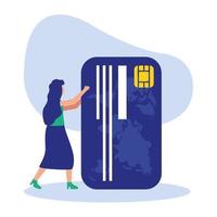 Woman avatar with credit card vector design