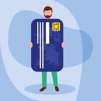 Man avatar with credit card design vector
