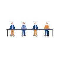 Men with masks on table design vector