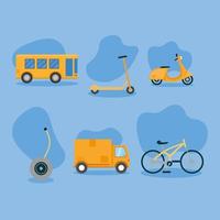 bike scooter bus motorcycle truck and hoverboard vehicle vector design