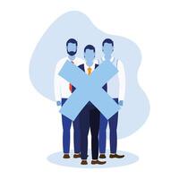 Office distancing between men with x symbol design vector