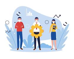 Woman and men with masks and gear design vector