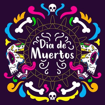 Dia de los muertos. Day of The Dead vector poster with festive skull
