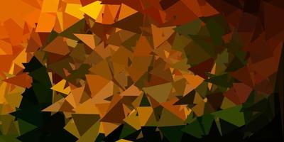 Dark green, yellow vector abstract triangle background.