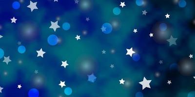 Light BLUE vector backdrop with circles, stars.