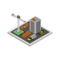 Isometric House Construction Illustrated On White Background vector