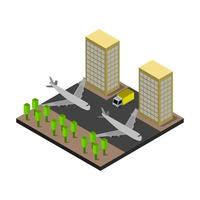 Airport Isometric In Vector On White Background