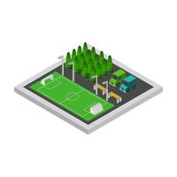 Isometric Soccer Field Illustrated On White Background vector