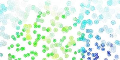 Light blue, green vector pattern with colored snowflakes.