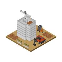 Isometric House Construction Illustrated On White Background vector