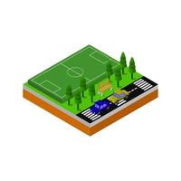 Isometric Soccer Field Illustrated On White Background vector