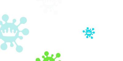 Light blue, green vector backdrop with virus symbols.