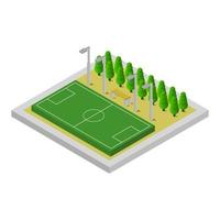 Campo de fútbol isométrico ilustrado sobre fondo blanco. vector