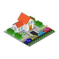 Isometric House Illustrated On White Background vector