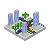 Isometric City Illustrated In Vector On White Background