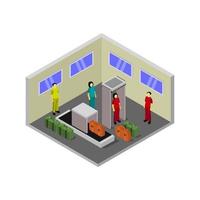 Check In Airport Isometric Illustrator In Vector On White Background