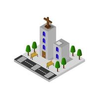 Isometric Church Illustrated In Vector On White Background