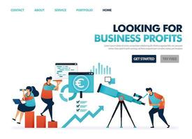 Looking for profit in company business. See opportunity for smart business. Looking at development and cooperation in business. Predict future in a career. Illustration for website, mobile app, poster vector