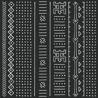 Black and white tribal ethnic pattern with geometric elements vector