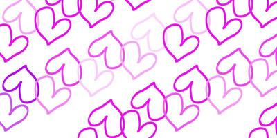 Light Pink vector background with Shining hearts.