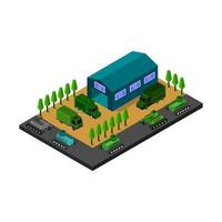 Isometric Military Barracks Illustrated In Vector On White Background