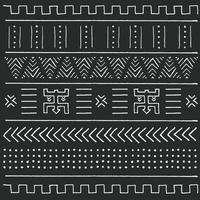 Black and white tribal ethnic pattern with geometric elements vector