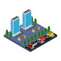 Isometric City Illustrated On White Background vector