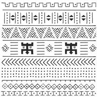 Black and white tribal ethnic pattern with geometric elements vector