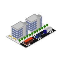 Isometric City Illustrated In Vector On White Background