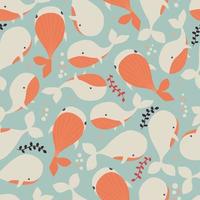 Seamless pattern with underwater ocean animal whales vector