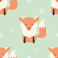 Seamless Merry Christmas patterns with cute hipster fox vector