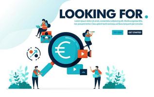 Vector illustration looking for jobs. People looking for high paying jobs. Find profits in business, money and investment. Designed for landing page, web, banner, template, background, flyer, poster