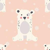 Seamless Merry Christmas patterns with cute polar bear animals vector