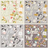 Set of autumn card design with floral frame and typography message vector