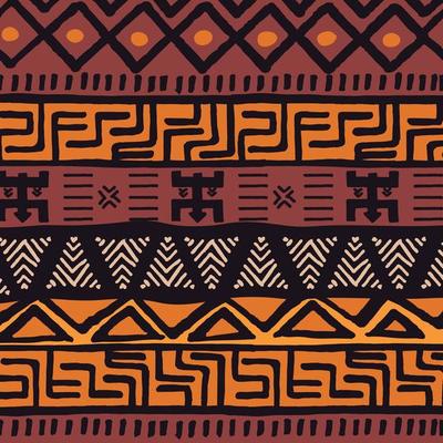 Tribal ethnic colorful bohemian pattern with geometric elements, African mud cloth